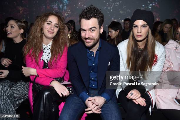 Alexia Niedzelski, Gianluca Passi and Bianca Brandolini d'Adda attend the Moncler Gamme Rouge show as part of the Paris Fashion Week Womenswear...