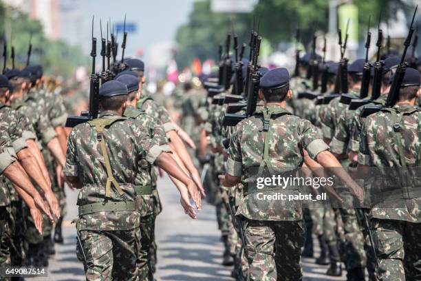 army troops marching and parading - battalion stock pictures, royalty-free photos & images