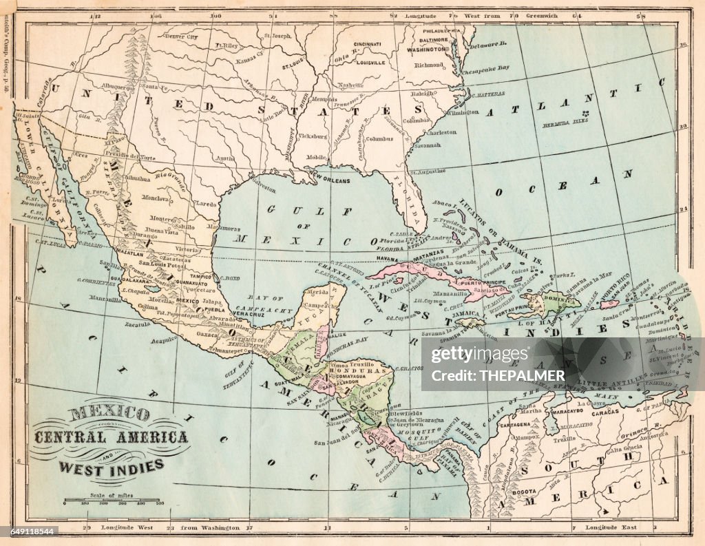 墨西哥和西印度群島地圖 1875