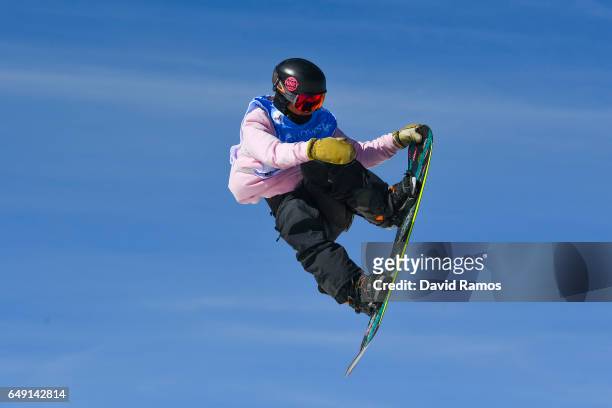 Nicolas Huber if Switzerland in action during slopestyle training during previews of the FIS Freestyle Ski & Snowboard World Championships 2017 on...