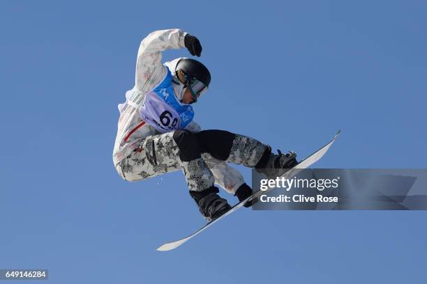 Clemens Schattschneider of Austria in action during slopestyle training during previews of the FIS Freestyle Ski & Snowboard World Championships on...