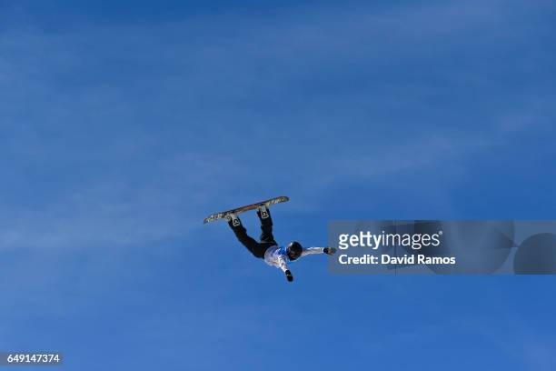 Tiarn Collins of New Zeland in action during slopestyle training during previews of the FIS Freestyle Ski & Snowboard World Championships 2017 on...
