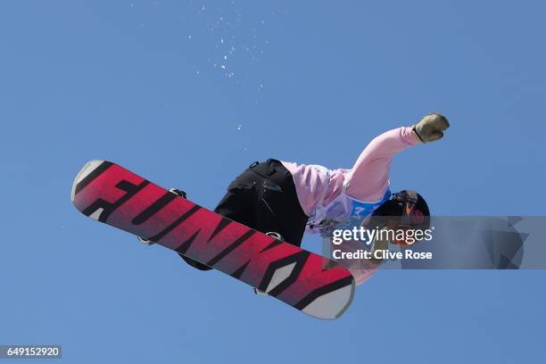 Nicolas Huber of Switzerland in action during slopestyle training during previews of the FIS Freestyle Ski & Snowboard World Championships on March...