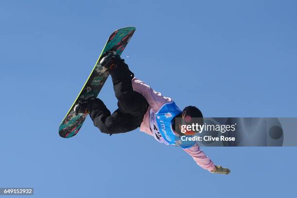 Nicolas Huber of Switzerland in action during slopestyle training during previews of the FIS Freestyle Ski & Snowboard World Championships on March...
