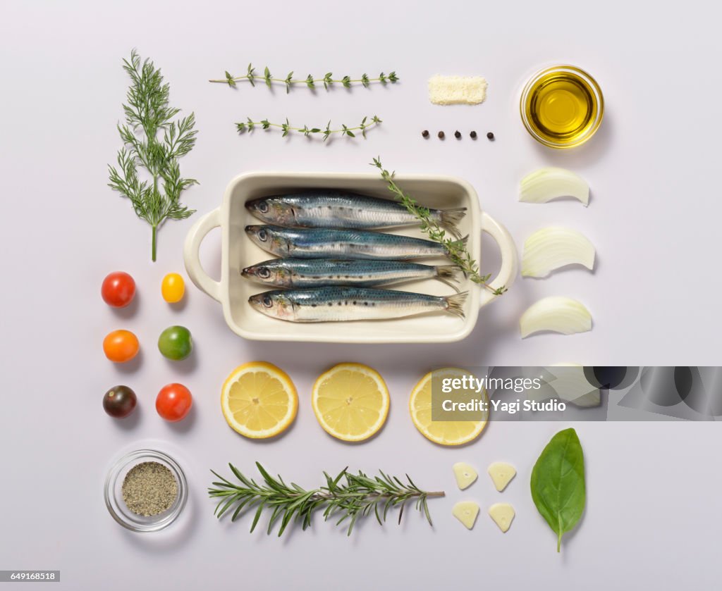 Sardine oven grill Knolling style
