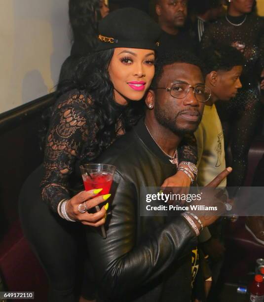 Keyshia Ka'oir and Gucci Mane attend Ralo Signing Party Hosted By Gucci Mane at Josephine Lounge on March 6, 2017 in Atlanta, Georgia.