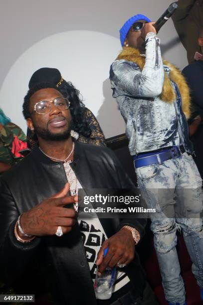 Gucci Mane, Keyshia Ka'oir and Ralo attend Ralo Signing Party Hosted By Gucci Mane at Josephine Lounge on March 6, 2017 in Atlanta, Georgia.