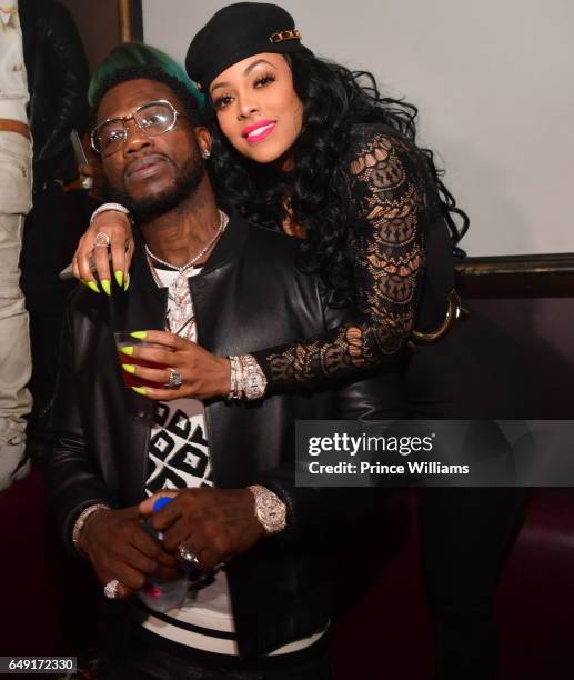 Keyshia Ka'oir and Gucci Mane attend Ralo Signing Party Hosted By Gucci Mane at Josephine Lounge on March 6, 2017 in Atlanta, Georgia.