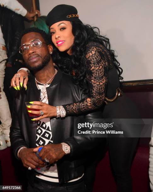 Keyshia Ka'oir and Gucci Mane attend Ralo Signing Party Hosted By Gucci Mane at Josephine Lounge on March 6, 2017 in Atlanta, Georgia.