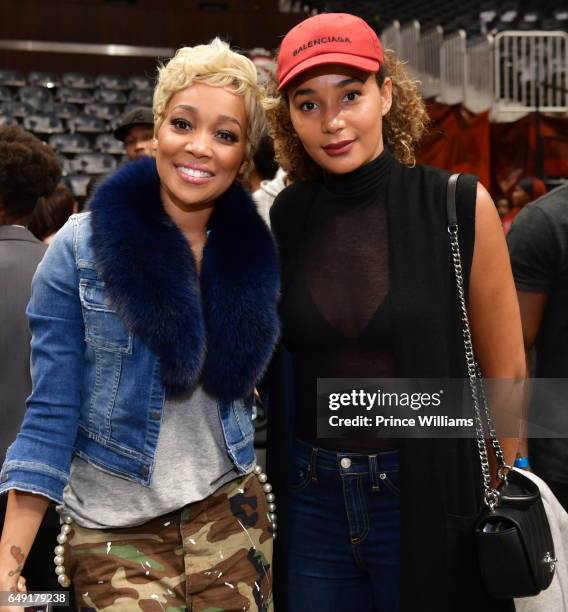 Monica and Bertille Sefolosha attend The Dallas Mavericks Vs Atlanta Hawks Game at Phillips Arena on March 1, 2017 in Atlanta, Georgia..