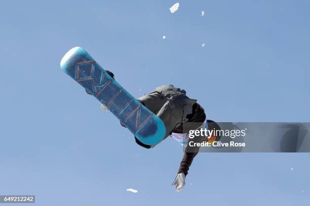 Ludvig Billtoff of Bulgaria in action during slopestyle training during previews of the FIS Freestyle Ski & Snowboard World Championships on March 7,...
