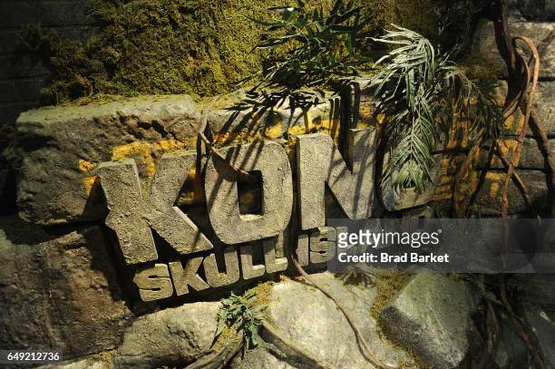 An eighteen-foot high animatronic head of King Kong attends the "KONG: Skull Island" Experience Launch of at Madame Tussauds on March 7, 2017 in New...