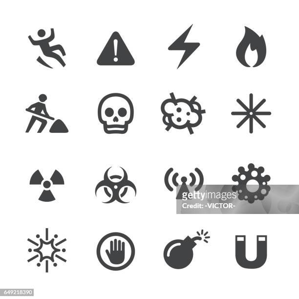 illustrations, cliparts, dessins animés et icônes de avertissement et danger icons - acme série - pollution