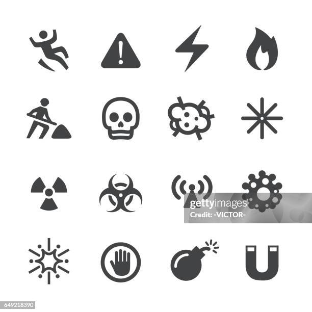 warning and hazard icons - acme series - radioactive warning symbol stock illustrations