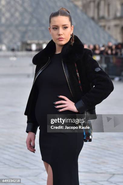 Adele Exarchopoulos is seen arriving at Louis Vuitton fashion show during the Paris Fashion Week Womenswear Fall/Winter 2017/2018 on March 7, 2017 in...