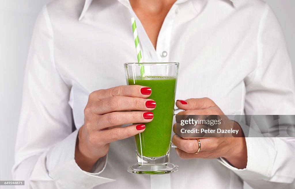 Green detox juice smoothie drink