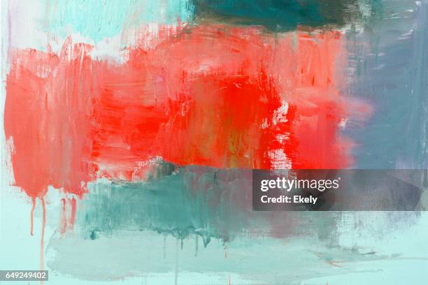 abstract geschilderd rood en groen kunst achtergronden - the art stockfoto's en -beelden