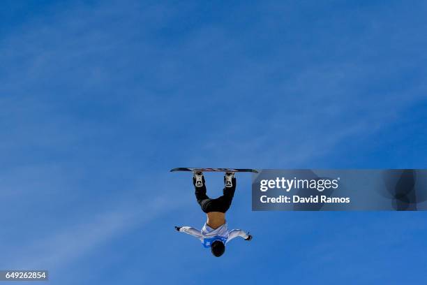 Tiarn Collins of New Zeland in action during slopestyle training during previews of the FIS Freestyle Ski & Snowboard World Championships 2017 on...