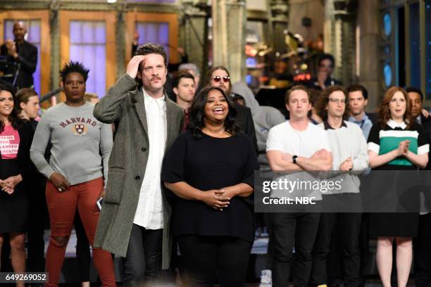 Octavia Spencer" Episode 1719 -- Pictured: Musical guest Father John Misty and host Octavia Spencer during Goodnights on March 4, 2017 --