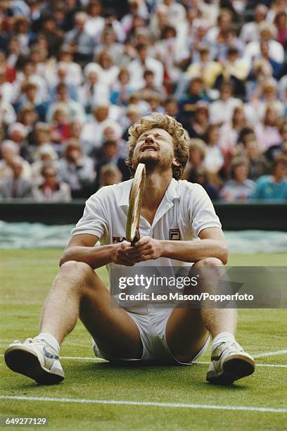 Slovak tennis player Miloslav Mecir pictured in action competing to be knocked out in the first round of the Men's Singles tournament at the...