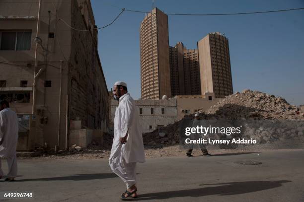 Old buildings crumble next to the new architecture of Riyadh, Saudi Arabia, March 1, 2013. Despite an extremely wealthy sector of society in Saudi...