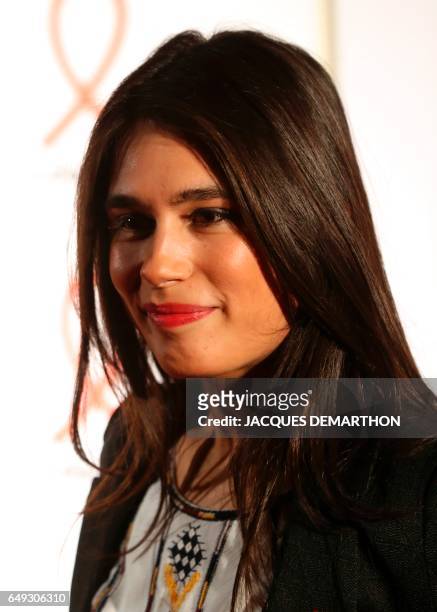 French journalist Emilie Tran Nguyen poses during an event to present Sidaction 2017, a public event to raise funds for AIDS, in Paris on March 7,...