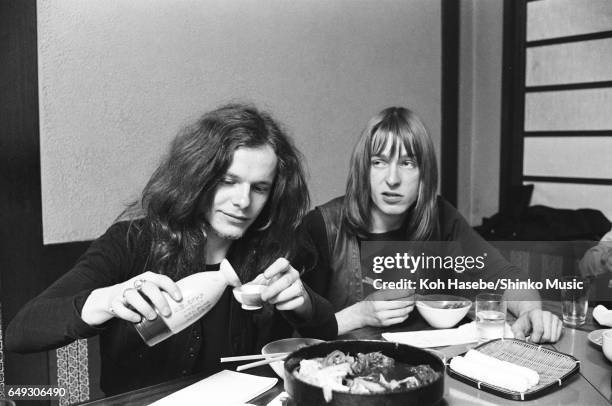 Paul Kossoff is interviewed drinking sake at a Japanese Restaurant, April 1970.
