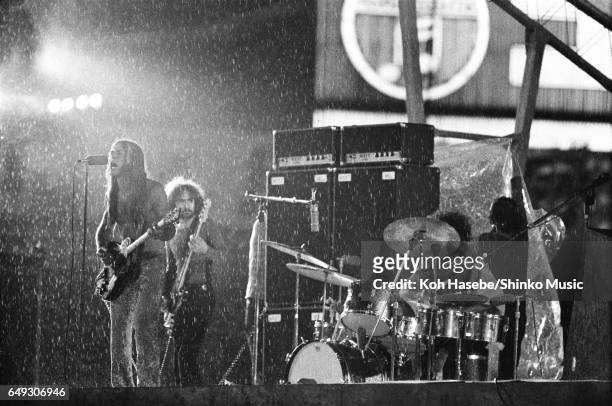 Grand Funk Railroad playing in heavy rain at Korakuen stadium, June 17th, 1971.