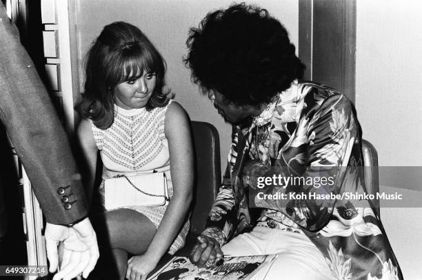 Jimi Hendrix speaking to Lulu at Melody Maker Pop Poll Awards Reception Party, September 16th, 1967.