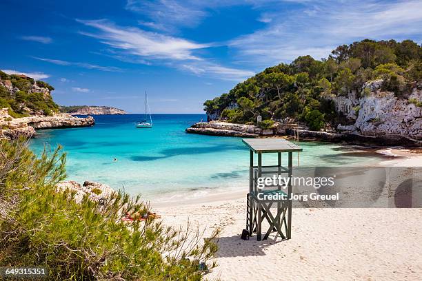 beach at cala llombards - beach spain stock pictures, royalty-free photos & images