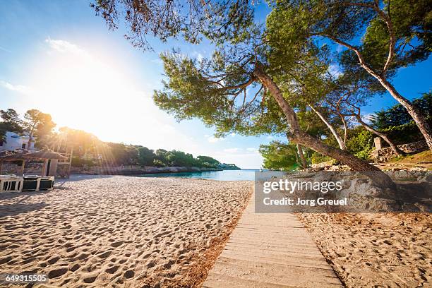 beach at cala gran (sunrise) - maiorca stock-fotos und bilder