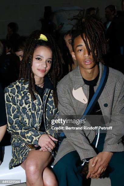 Sasha Lane and Jaden Smith attend the Louis Vuitton show as part of the Paris Fashion Week Womenswear Fall/Winter 2017/2018 on March 7, 2017 in...