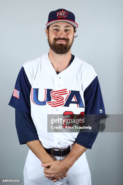 Andrew Miller of Team USA poses for a headshot for Pool C of the 2017 World Baseball Classic on Tuesday, March 7, 2017 at Jet Blue Park in Fort...