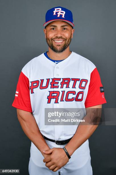 Carlos Beltran of Team Puerto Rico poses for a headshot for Pool D of the 2017 World Baseball Classic on Tuesday, March 7, 2017 at Salt River Fields...