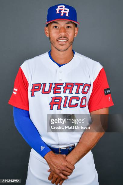Carlos Correa of Team Puerto Rico poses for a headshot for Pool D of the 2017 World Baseball Classic on Tuesday, March 7, 2017 at Salt River Fields...