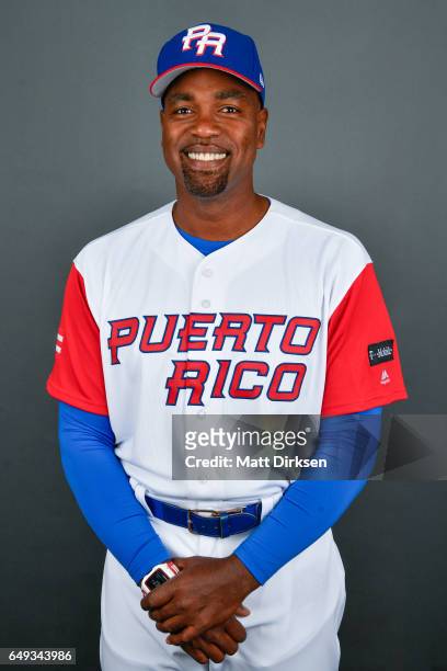 Carlos Delgado of Team Puerto Rico poses for a headshot for Pool D of the 2017 World Baseball Classic on Tuesday, March 7, 2017 at Salt River Fields...