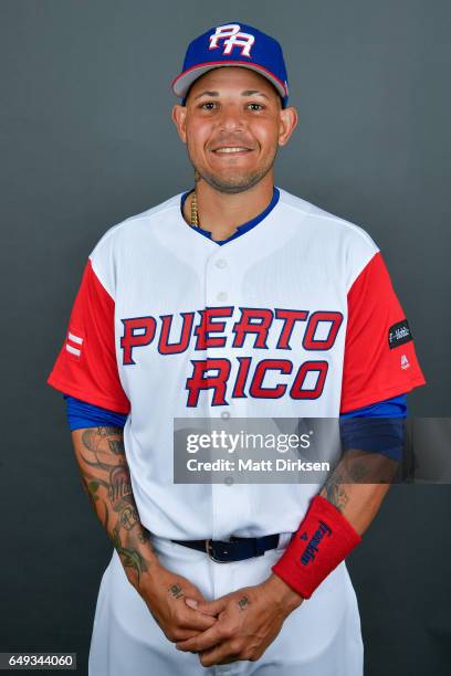 Yadier Molina of Team Puerto Rico poses for a headshot for Pool D of the 2017 World Baseball Classic on Tuesday, March 7, 2017 at Salt River Fields...