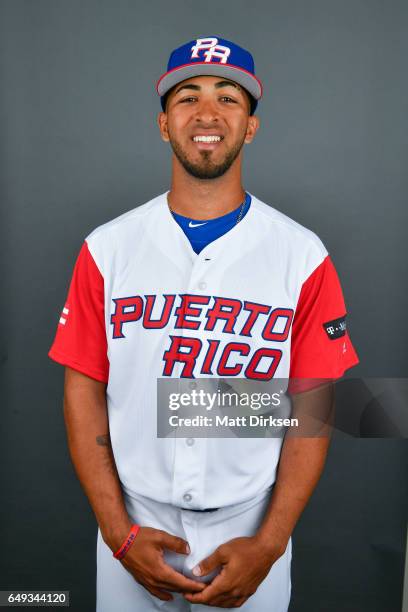 Eddie Rosario of Team Puerto Rico poses for a headshot for Pool D of the 2017 World Baseball Classic on Tuesday, March 7, 2017 at Salt River Fields...