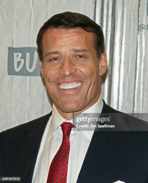 Author Tony Robbins attends the Build series to discuss "UNSHAKEABLE: Your Financial Freedom Playbook" at Build Studio on March 7, 2017 in New York...