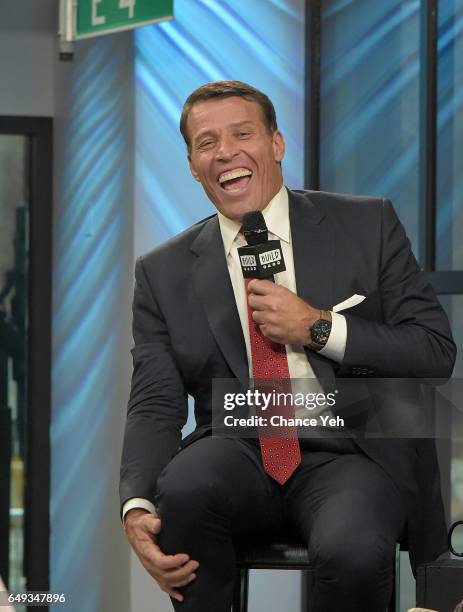 Tony Robbins attends Build series to discuss "UNSHAKEABLE: Your Financial Freedom Playbook" at Build Studio on March 7, 2017 in New York City.