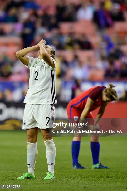 Josephine Henning of Germany celebrates after Germany defeated England 1-0 during the 2017 SheBelieves Cup at RFK Stadium on March 7, 2017 in...