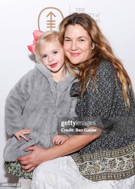 Frankie Barrymore Kopelman and actress Drew Barrymore at The Society of MSK's 2017 Bunny Hop at 583 Park Avenue on March 7, 2017 in New York City.