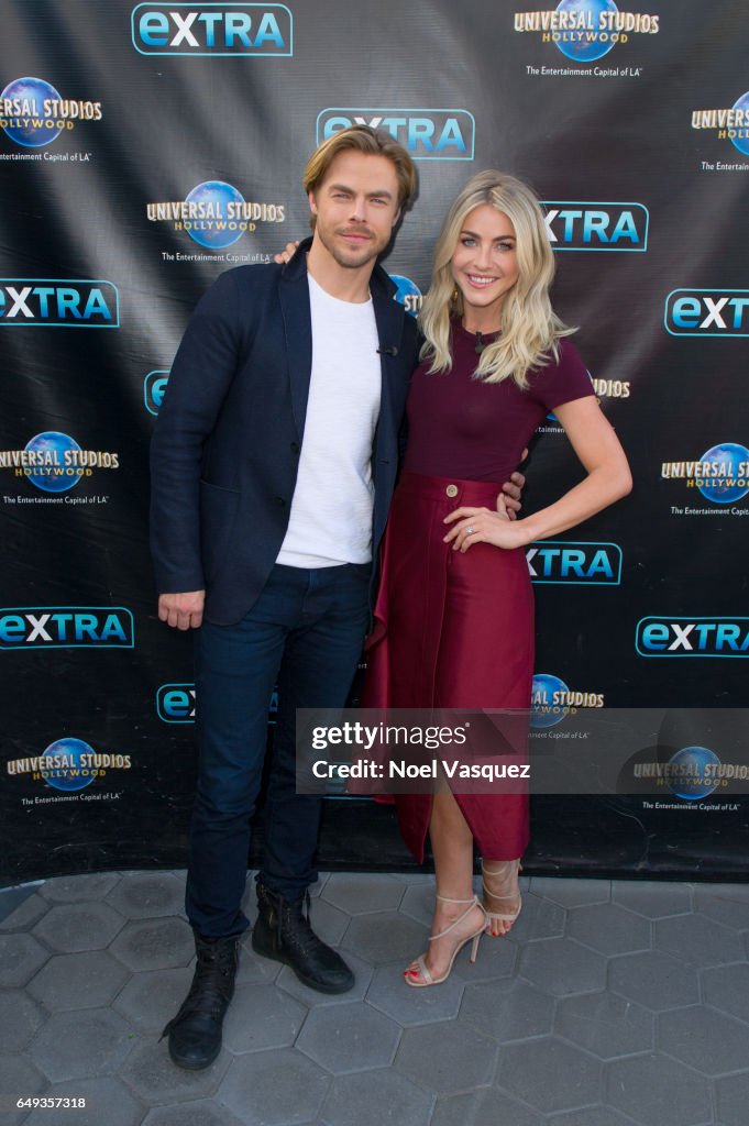 Hilaria Baldwin, Theresa Caputo And Derek And Julianne Hough Visit "Extra"