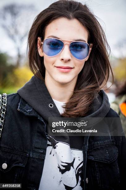 Model Vittoria Ceretti is seen in the streets of Paris after the Chanel show during Paris Fashion Week Womenswear Fall/Winter 2017/2018 on March 7,...
