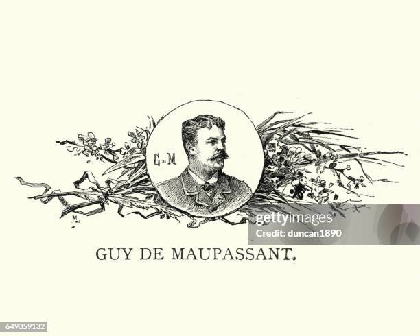 guy de maupassant - naturalist stock illustrations
