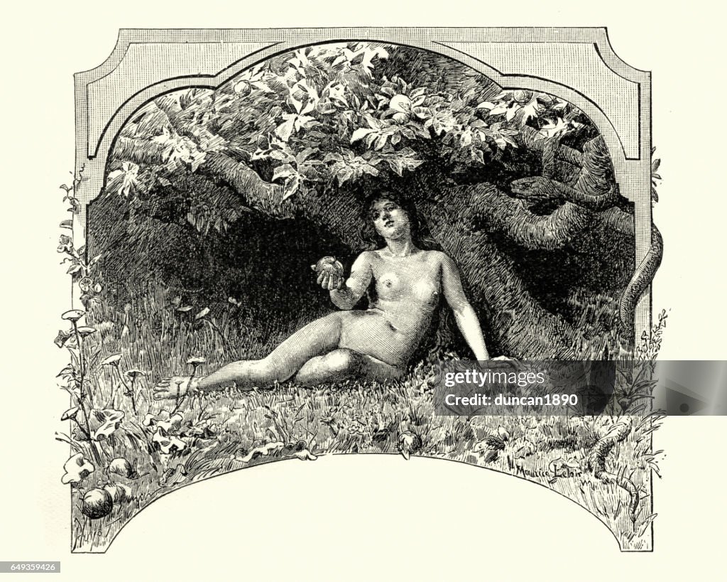Eva e a maçã no jardim do Éden