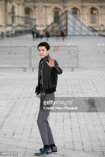 Sehun attends the Louis Vuitton show as part of the Paris Fashion Week Womenswear Fall/Winter 2017/2018 on March 7, 2017 in Paris, France.