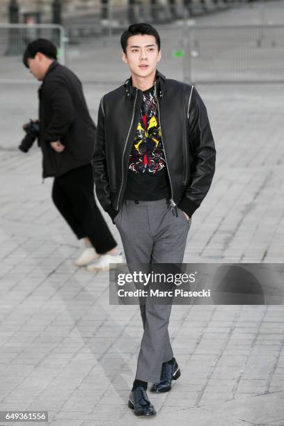 Sehun attends the Louis Vuitton show as part of the Paris Fashion Week Womenswear Fall/Winter 2017/2018 on March 7, 2017 in Paris, France.