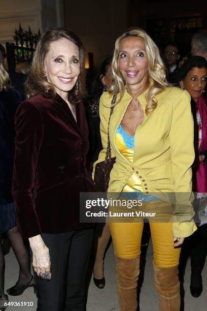 Marisa Berenson and Sylvie Elias attend "Dessiner L'Or et L'Argent Odiot Orfevre" Exhibition Launch at Musee Des Arts Decoratifs on March 7, 2017 in...