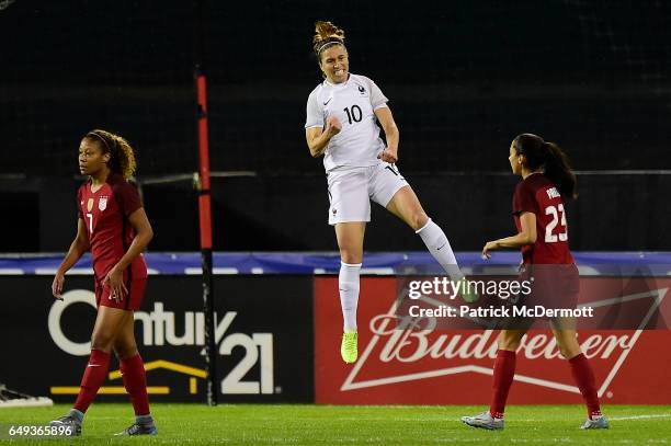 Camille Abily of France celebrates after scoring a goal against the United States of America in the first half during the 2017 SheBelieves Cup at RFK...